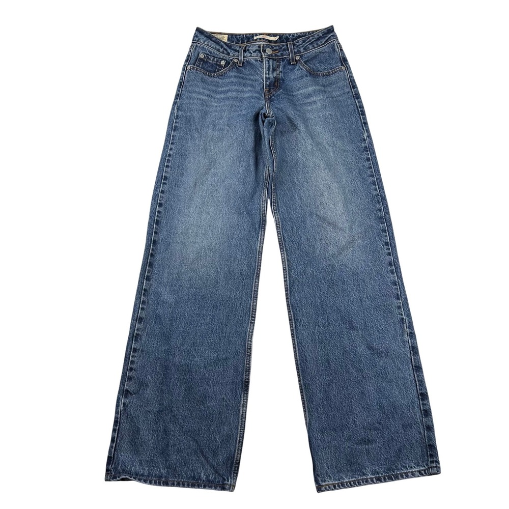 Levis Jeans Womens 26 Premium Low Loose Wide Leg Medium Wash Blue Denim